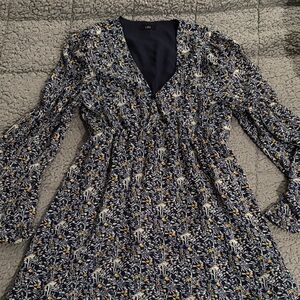 Floral V-Neck Long Sleeve Women’s Mini Dress